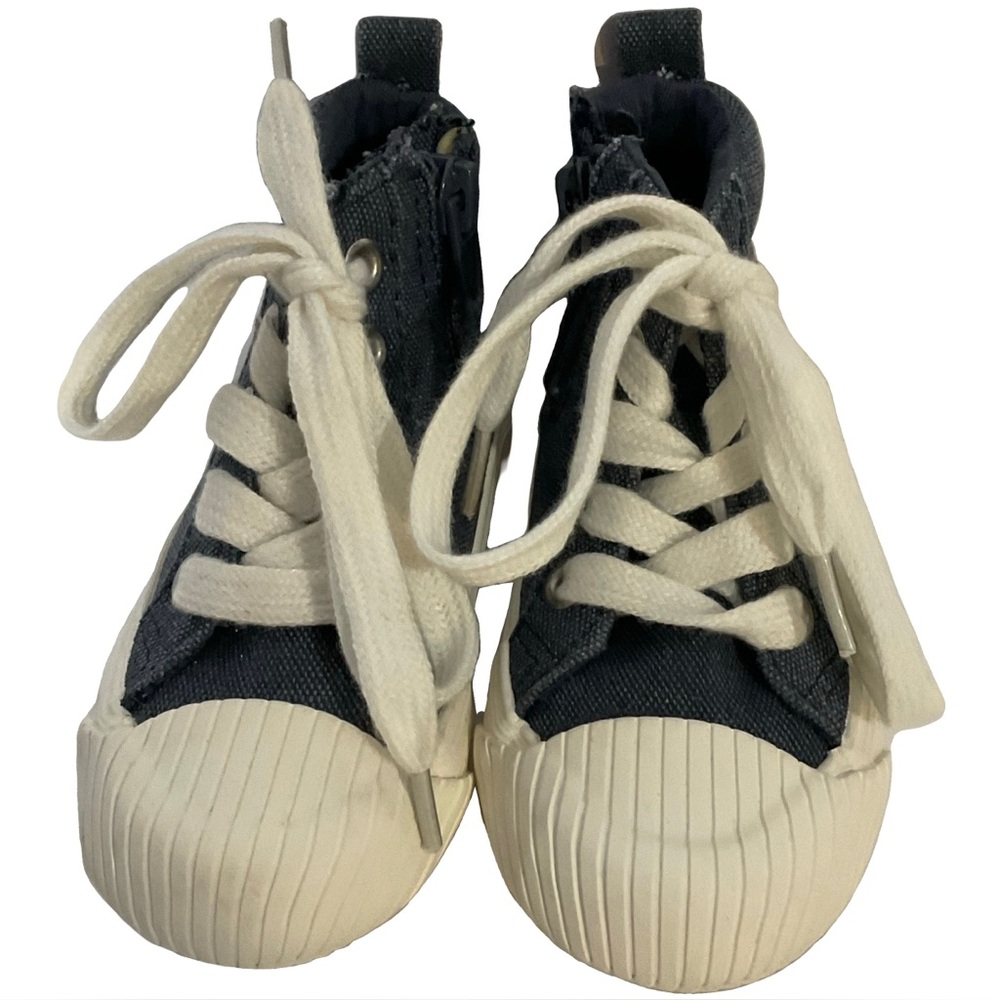 Cat & Jack Toddler High Top Shoes Lace-Up & Side Zip Sneakers Blue Denim Size 5